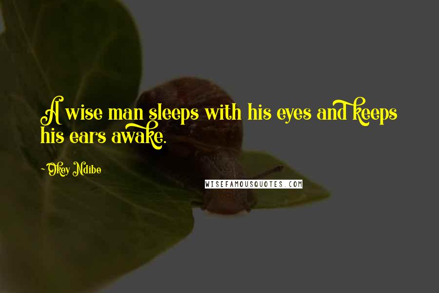 Okey Ndibe Quotes: A wise man sleeps with his eyes and keeps his ears awake.