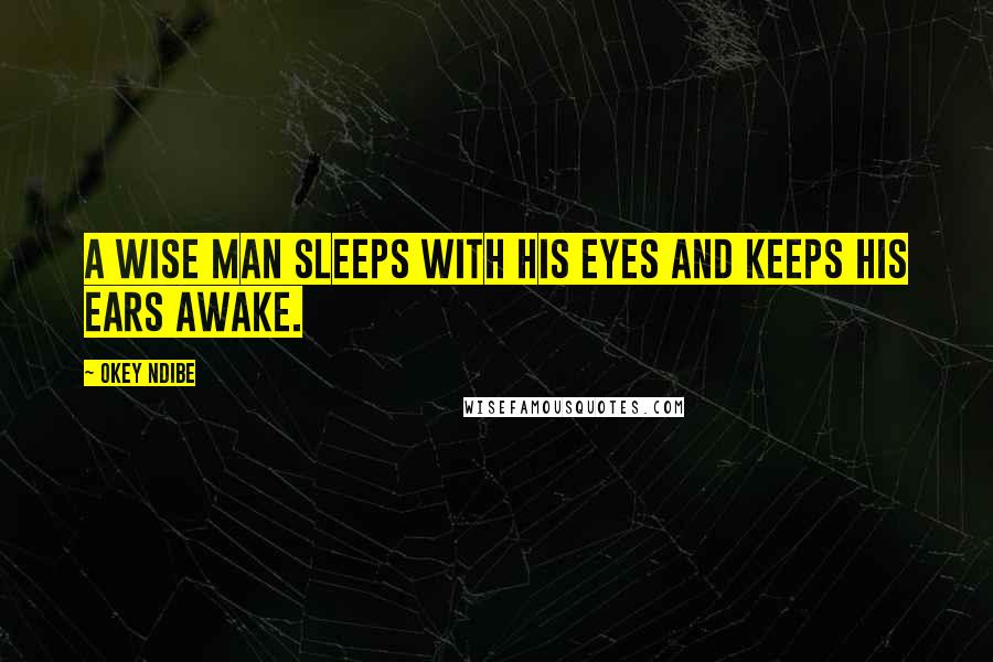 Okey Ndibe Quotes: A wise man sleeps with his eyes and keeps his ears awake.