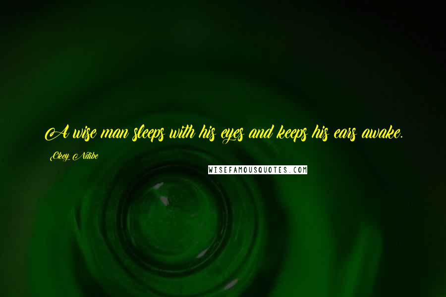 Okey Ndibe Quotes: A wise man sleeps with his eyes and keeps his ears awake.