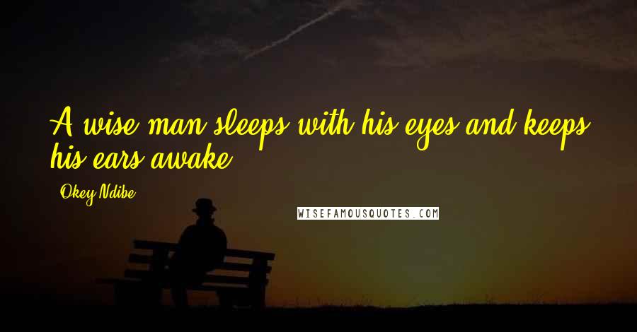 Okey Ndibe Quotes: A wise man sleeps with his eyes and keeps his ears awake.