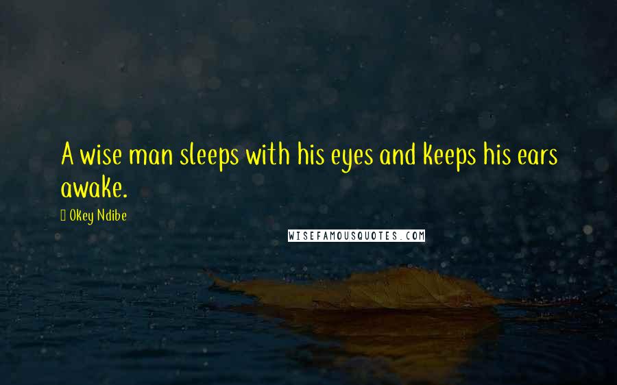 Okey Ndibe Quotes: A wise man sleeps with his eyes and keeps his ears awake.