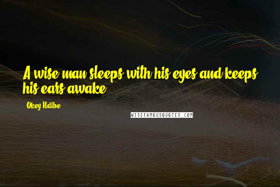 Okey Ndibe Quotes: A wise man sleeps with his eyes and keeps his ears awake.