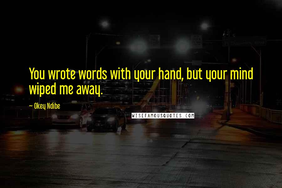 Okey Ndibe Quotes: You wrote words with your hand, but your mind wiped me away.