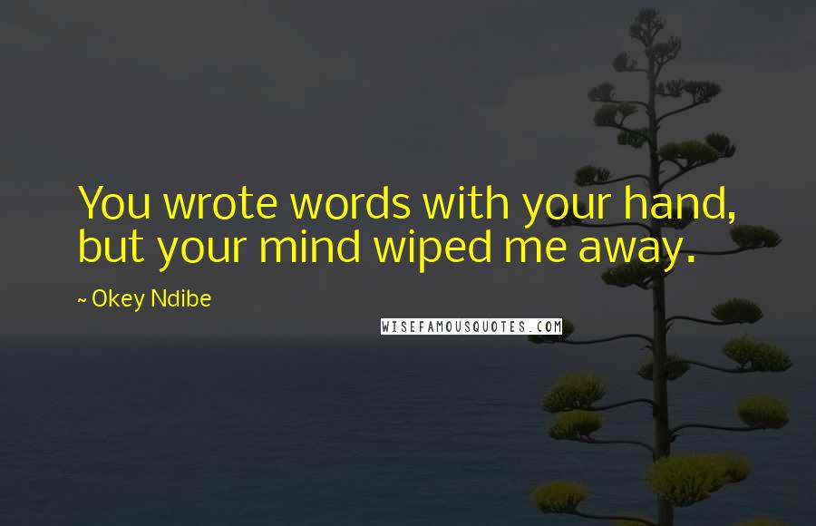 Okey Ndibe Quotes: You wrote words with your hand, but your mind wiped me away.