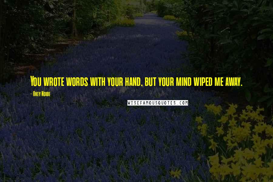 Okey Ndibe Quotes: You wrote words with your hand, but your mind wiped me away.