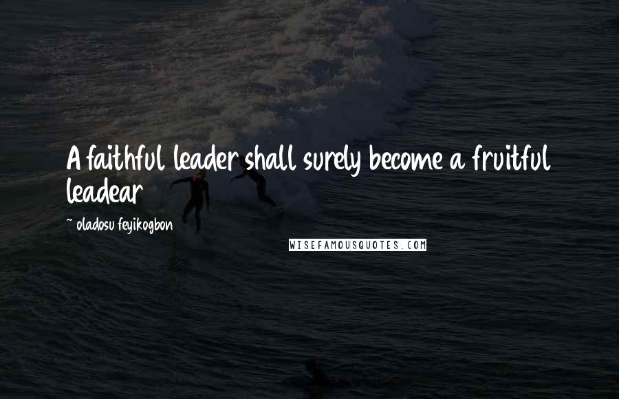 Oladosu Feyikogbon Quotes: A faithful leader shall surely become a fruitful leadear
