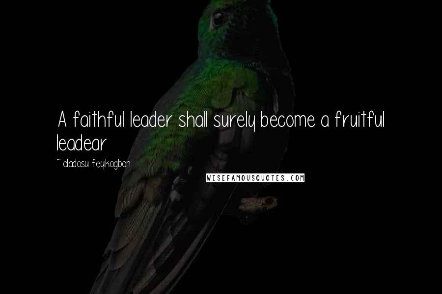 Oladosu Feyikogbon Quotes: A faithful leader shall surely become a fruitful leadear