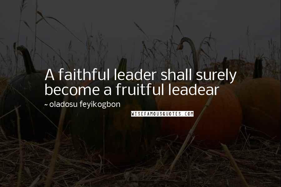 Oladosu Feyikogbon Quotes: A faithful leader shall surely become a fruitful leadear