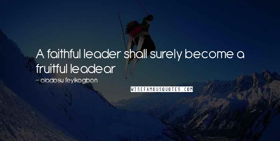 Oladosu Feyikogbon Quotes: A faithful leader shall surely become a fruitful leadear