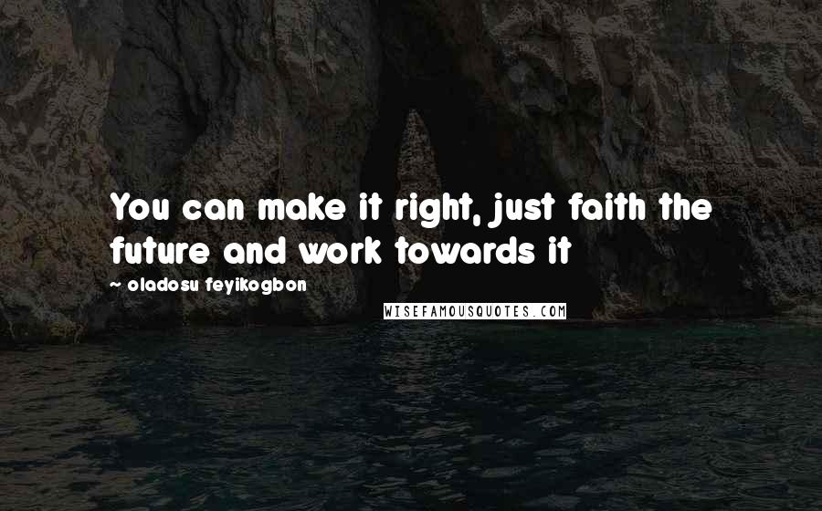 Oladosu Feyikogbon Quotes: You can make it right, just faith the future and work towards it