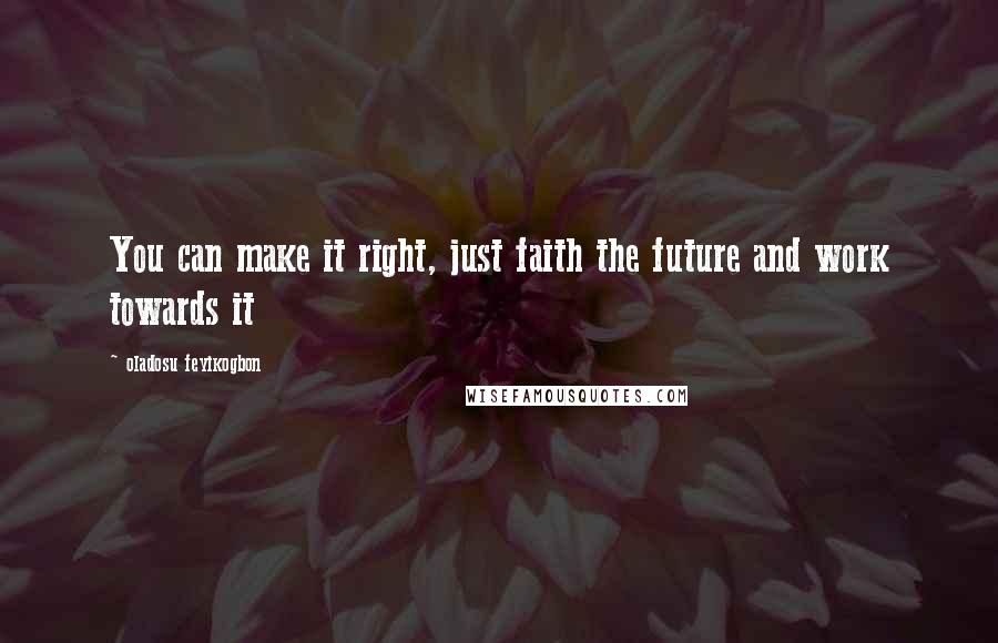 Oladosu Feyikogbon Quotes: You can make it right, just faith the future and work towards it