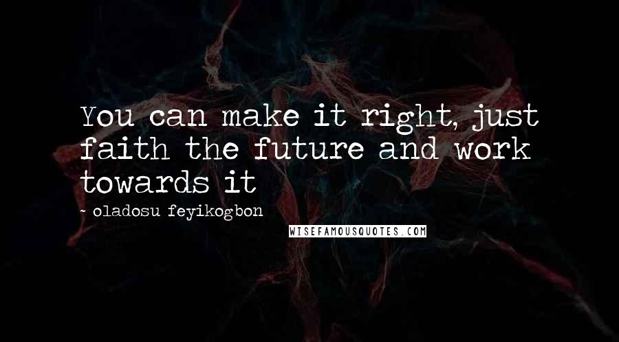 Oladosu Feyikogbon Quotes: You can make it right, just faith the future and work towards it