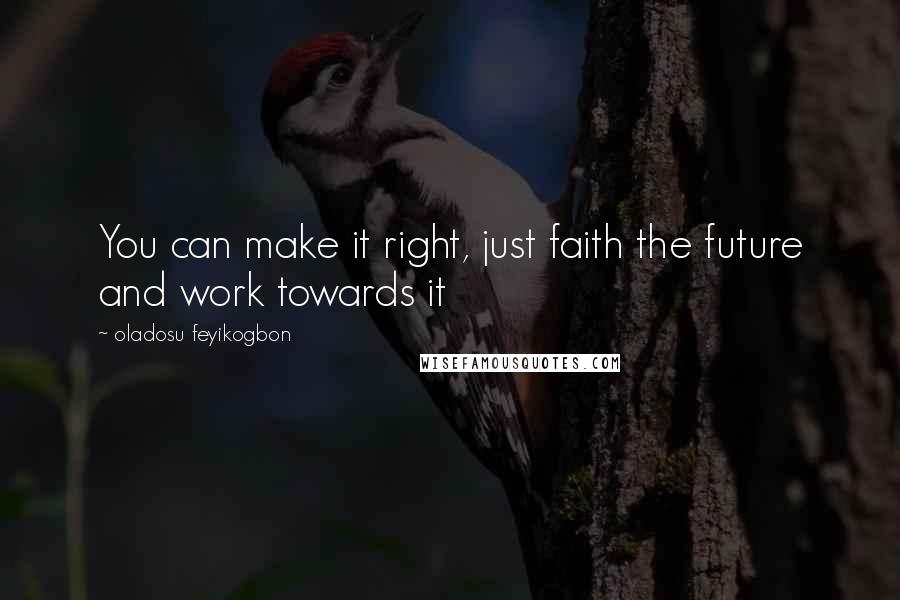 Oladosu Feyikogbon Quotes: You can make it right, just faith the future and work towards it