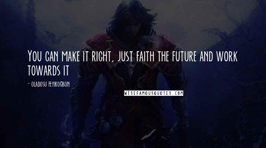 Oladosu Feyikogbon Quotes: You can make it right, just faith the future and work towards it