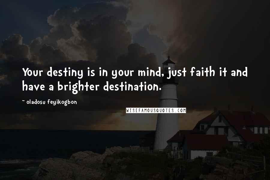 Oladosu Feyikogbon Quotes: Your destiny is in your mind, just faith it and have a brighter destination.