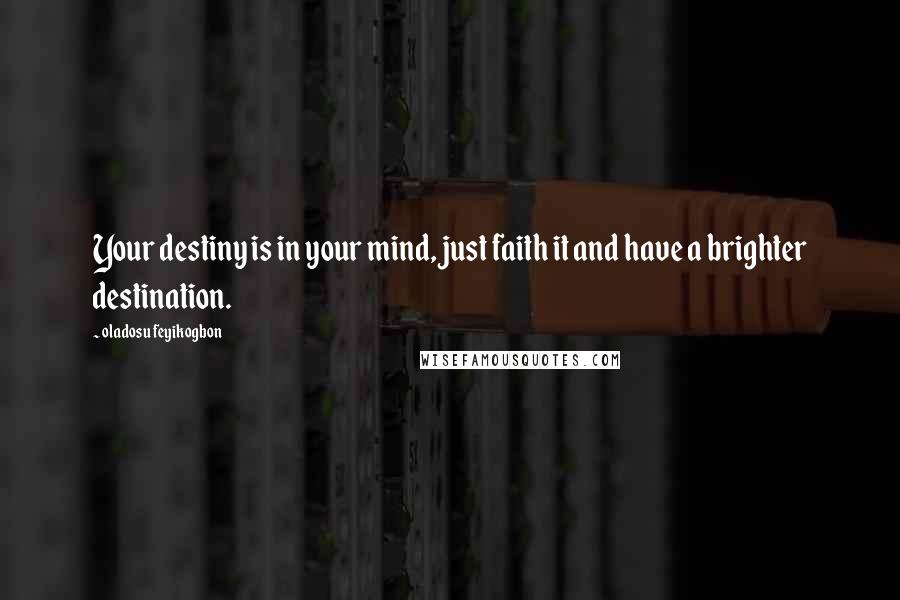 Oladosu Feyikogbon Quotes: Your destiny is in your mind, just faith it and have a brighter destination.