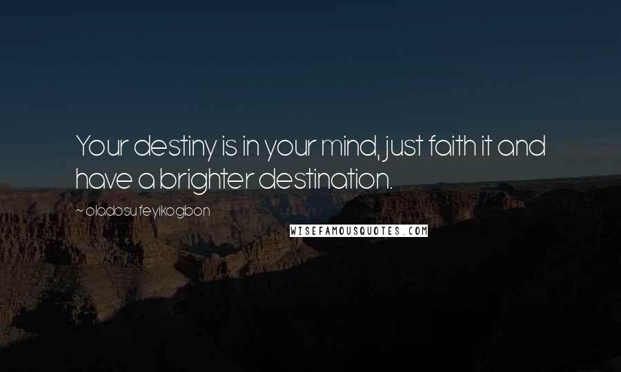 Oladosu Feyikogbon Quotes: Your destiny is in your mind, just faith it and have a brighter destination.