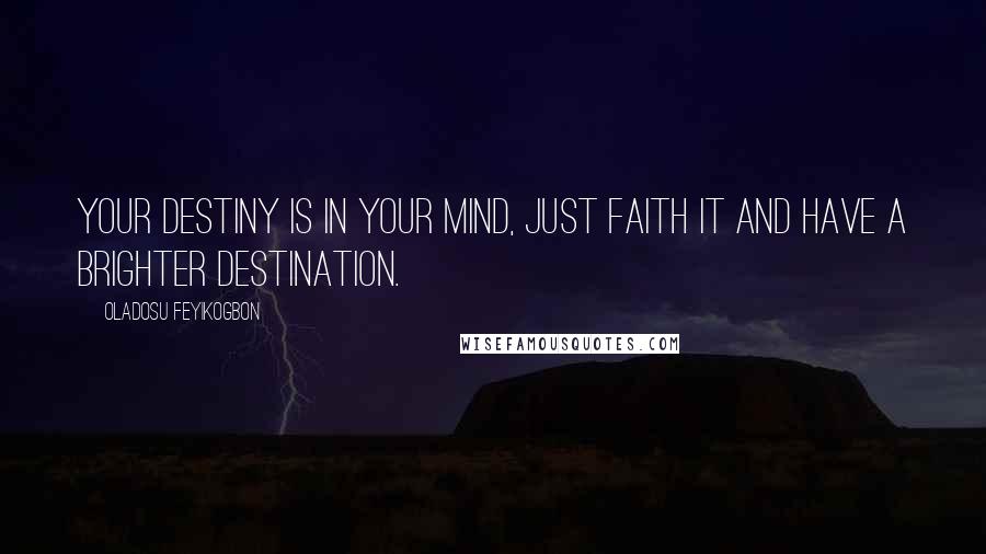 Oladosu Feyikogbon Quotes: Your destiny is in your mind, just faith it and have a brighter destination.