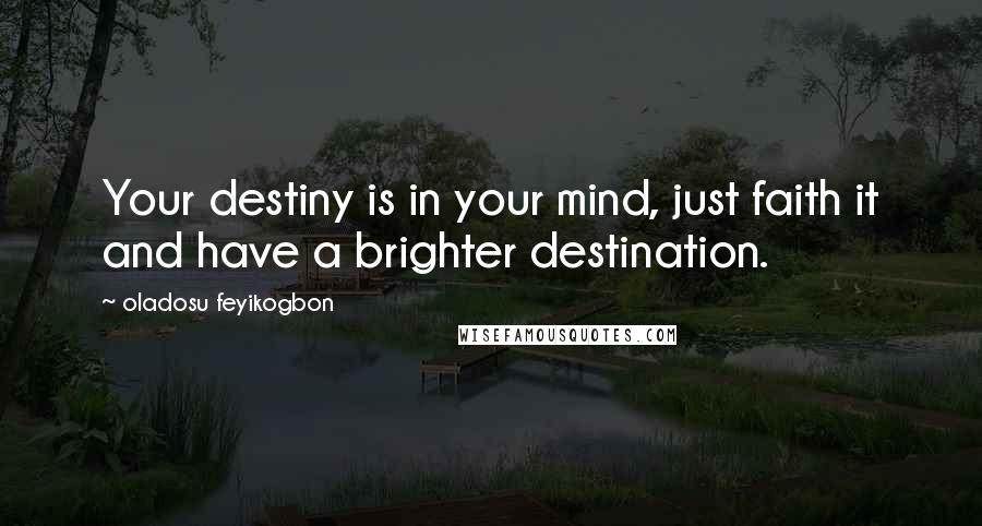 Oladosu Feyikogbon Quotes: Your destiny is in your mind, just faith it and have a brighter destination.