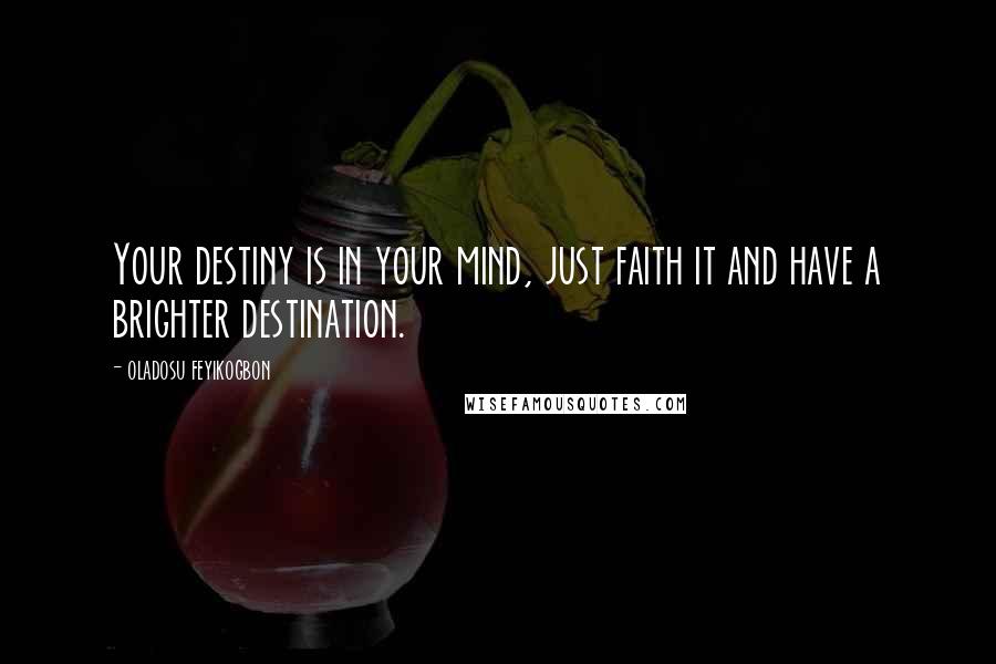 Oladosu Feyikogbon Quotes: Your destiny is in your mind, just faith it and have a brighter destination.