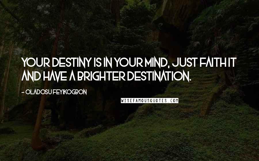 Oladosu Feyikogbon Quotes: Your destiny is in your mind, just faith it and have a brighter destination.