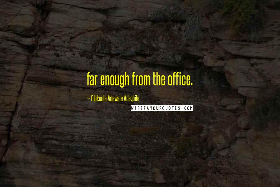 Olakunle Adewale Adegbile Quotes: far enough from the office.