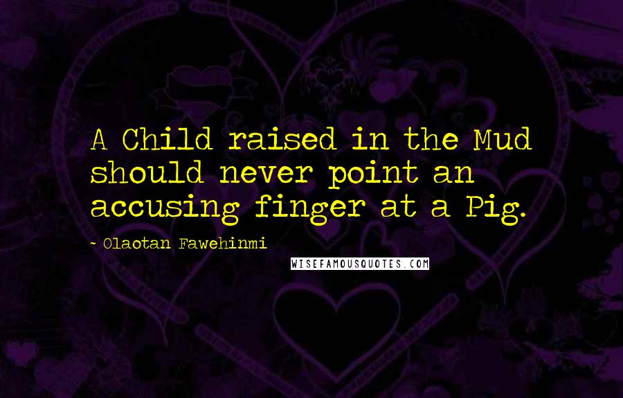 Olaotan Fawehinmi Quotes: A Child raised in the Mud should never point an accusing finger at a Pig.