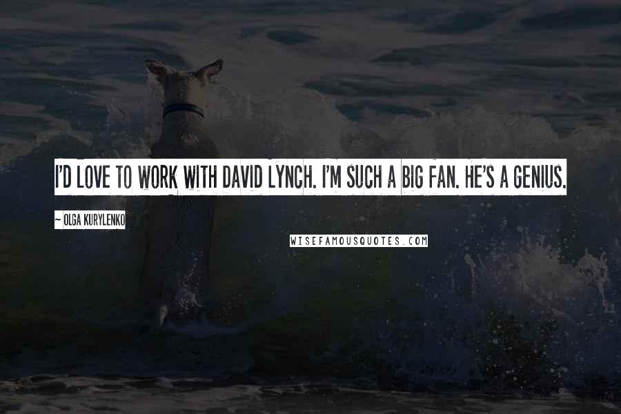 Olga Kurylenko Quotes: I'd love to work with David Lynch. I'm such a big fan. He's a genius.