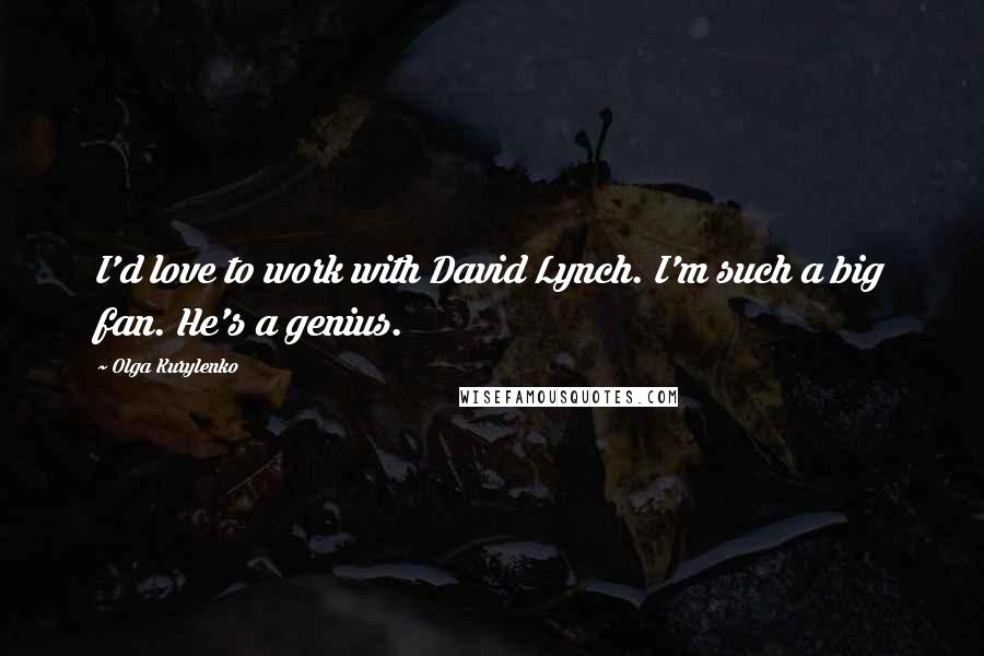 Olga Kurylenko Quotes: I'd love to work with David Lynch. I'm such a big fan. He's a genius.