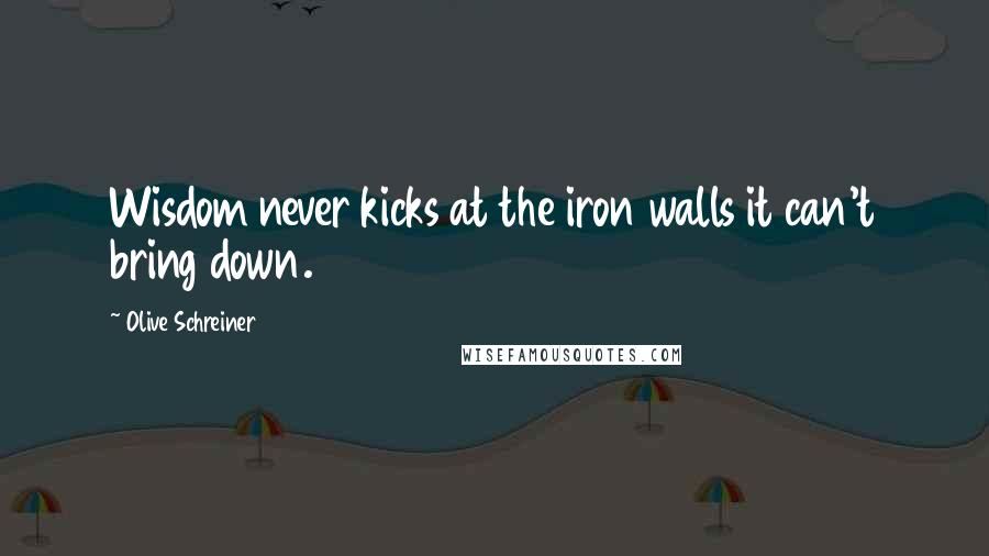 Olive Schreiner Quotes: Wisdom never kicks at the iron walls it can't bring down.