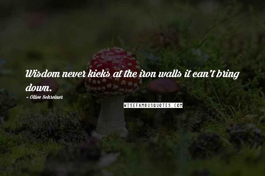 Olive Schreiner Quotes: Wisdom never kicks at the iron walls it can't bring down.