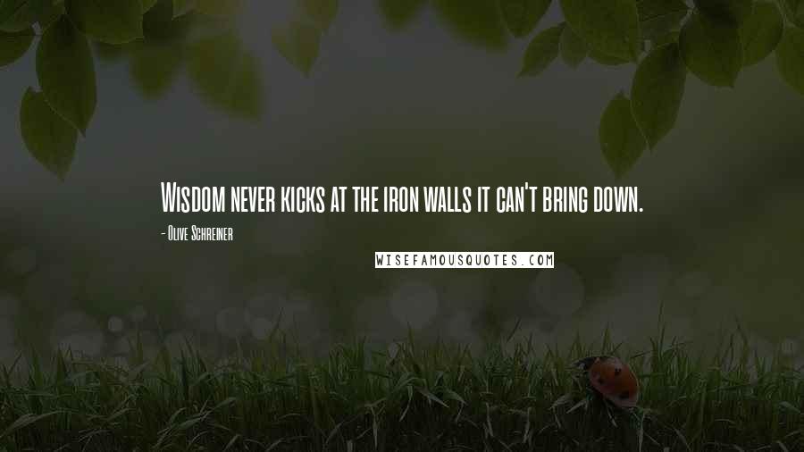 Olive Schreiner Quotes: Wisdom never kicks at the iron walls it can't bring down.