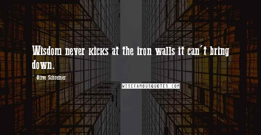 Olive Schreiner Quotes: Wisdom never kicks at the iron walls it can't bring down.