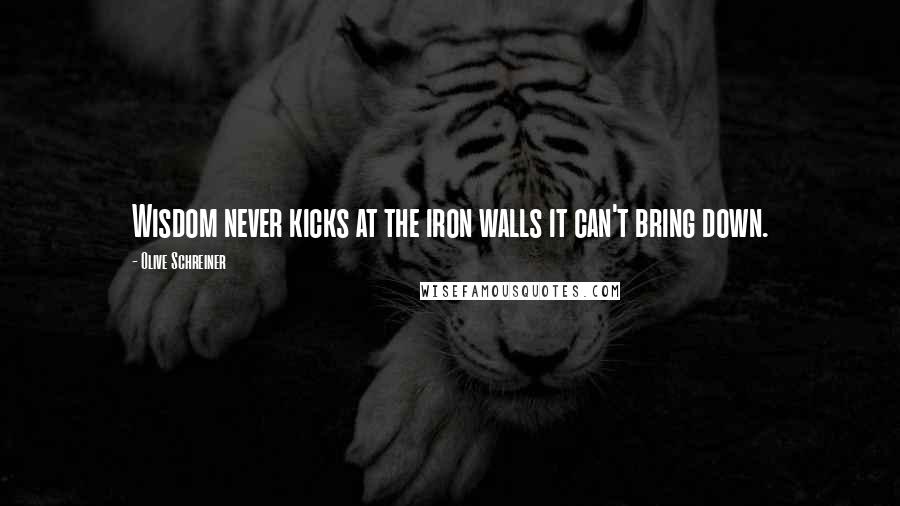 Olive Schreiner Quotes: Wisdom never kicks at the iron walls it can't bring down.
