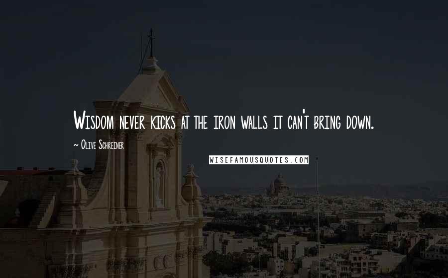 Olive Schreiner Quotes: Wisdom never kicks at the iron walls it can't bring down.