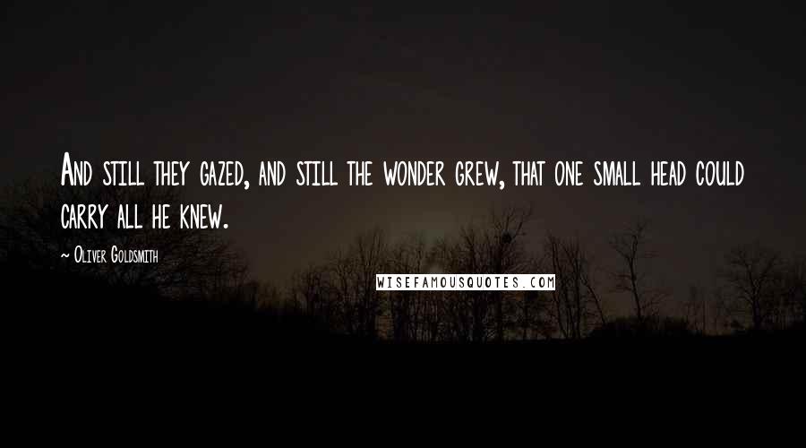 Oliver Goldsmith Quotes: And still they gazed, and still the wonder grew, that one small head could carry all he knew.