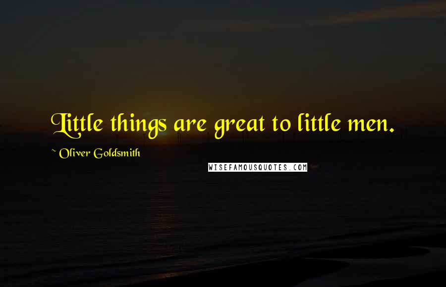 Oliver Goldsmith Quotes: Little things are great to little men.