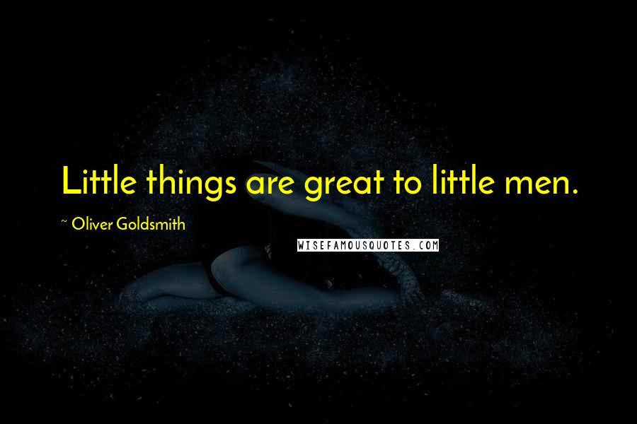 Oliver Goldsmith Quotes: Little things are great to little men.