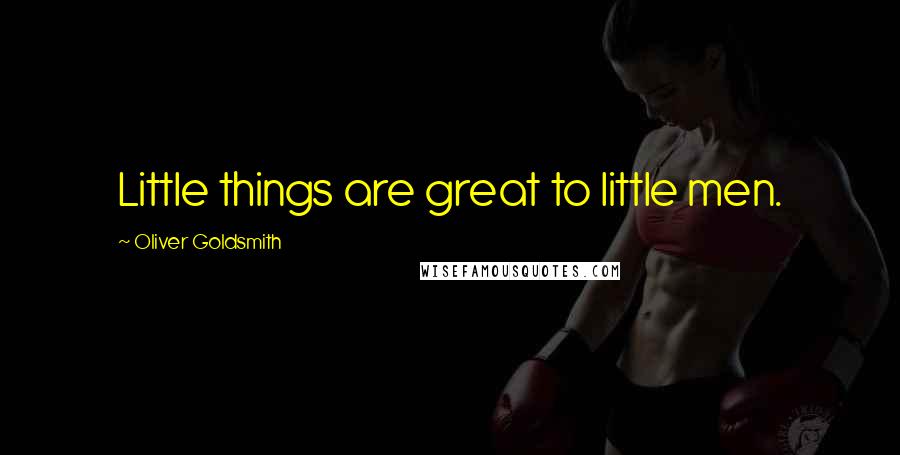 Oliver Goldsmith Quotes: Little things are great to little men.