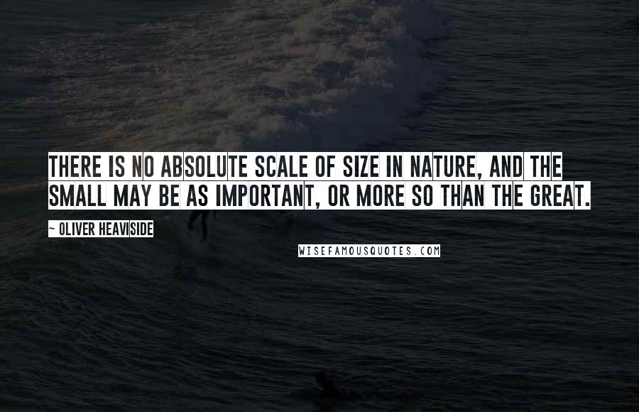 Oliver Heaviside Quotes: There is no absolute scale of size in nature, and the small may be as important, or more so than the great.