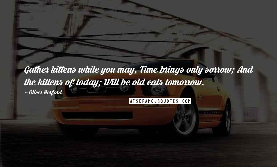 Oliver Herford Quotes: Gather kittens while you may, Time brings only sorrow; And the kittens of today; Will be old cats tomorrow.