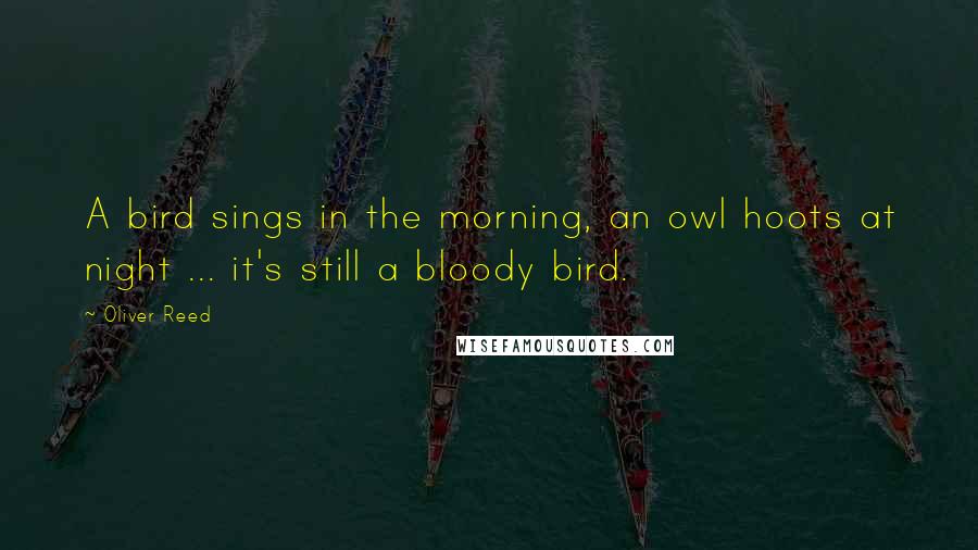 Oliver Reed Quotes: A bird sings in the morning, an owl hoots at night ... it's still a bloody bird.