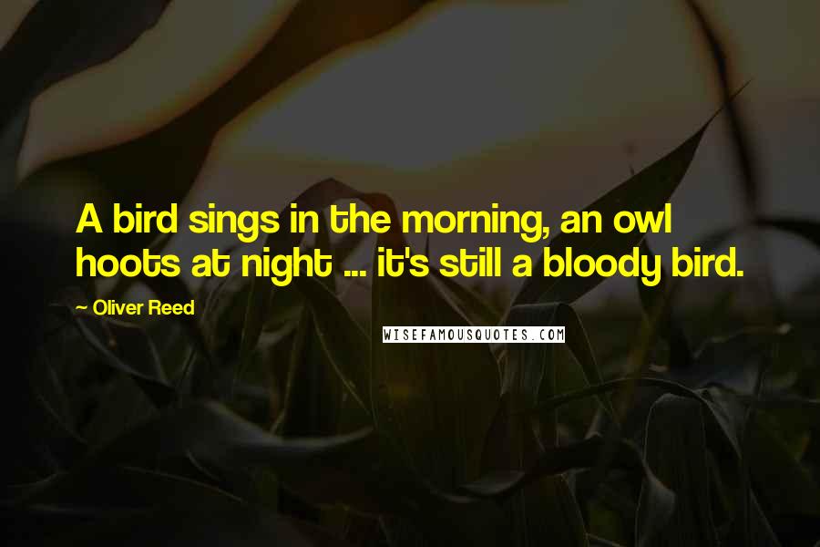 Oliver Reed Quotes: A bird sings in the morning, an owl hoots at night ... it's still a bloody bird.
