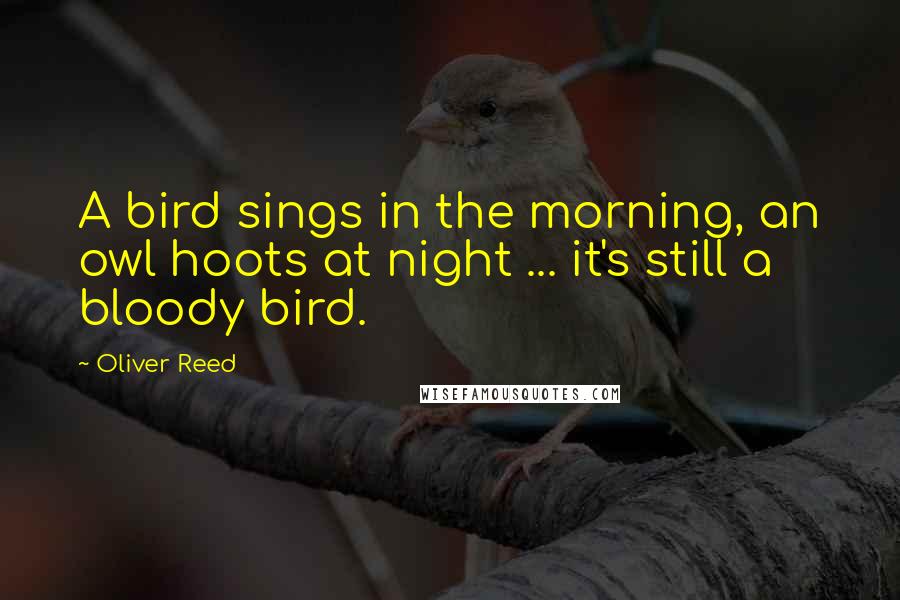 Oliver Reed Quotes: A bird sings in the morning, an owl hoots at night ... it's still a bloody bird.