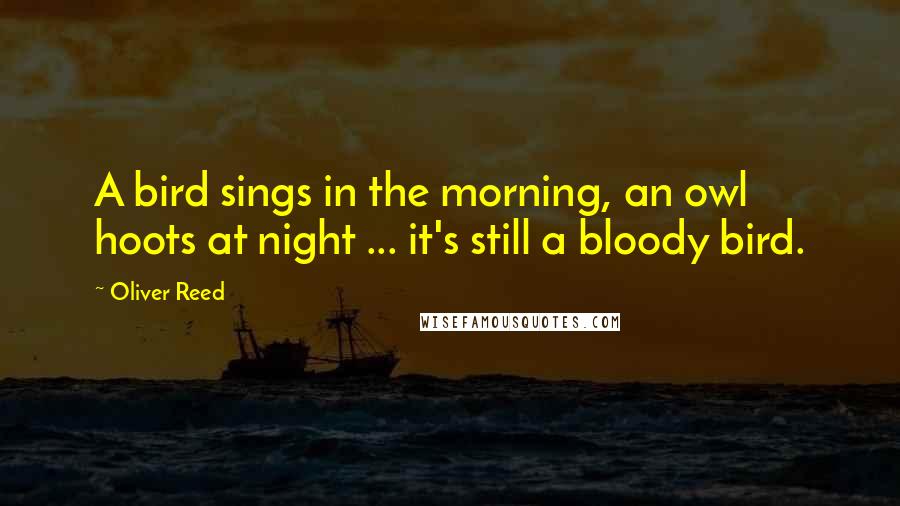 Oliver Reed Quotes: A bird sings in the morning, an owl hoots at night ... it's still a bloody bird.