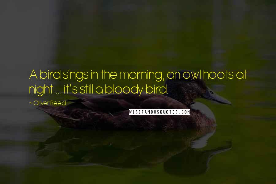 Oliver Reed Quotes: A bird sings in the morning, an owl hoots at night ... it's still a bloody bird.