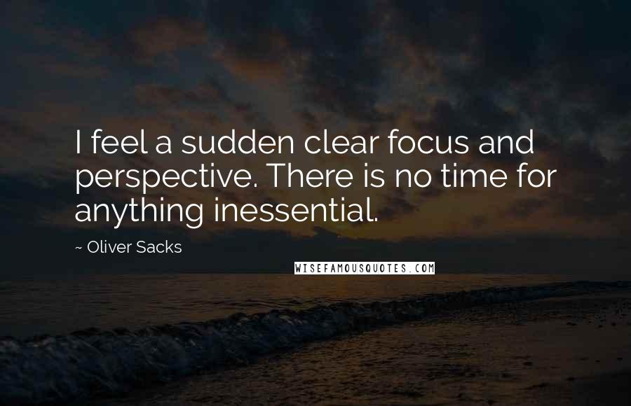 Oliver Sacks Quotes: I feel a sudden clear focus and perspective. There is no time for anything inessential.
