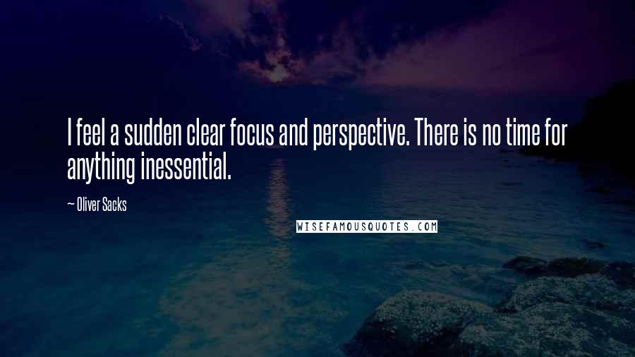 Oliver Sacks Quotes: I feel a sudden clear focus and perspective. There is no time for anything inessential.