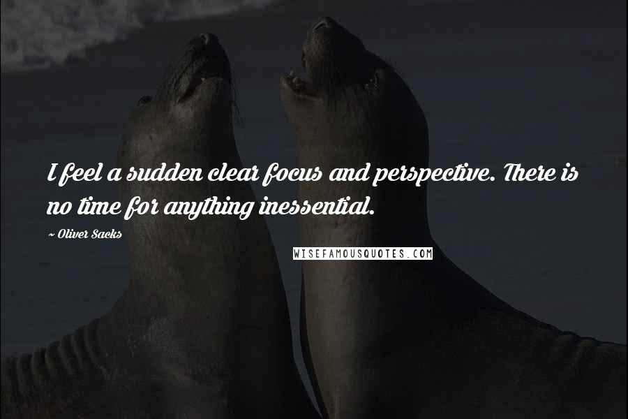 Oliver Sacks Quotes: I feel a sudden clear focus and perspective. There is no time for anything inessential.