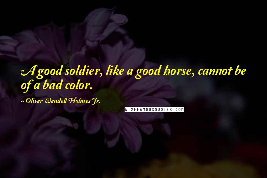 Oliver Wendell Holmes Jr. Quotes: A good soldier, like a good horse, cannot be of a bad color.